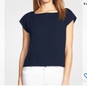 Eileen Fisher Large Top Womens Black Square Neck Boxy Neutral Minimalist USA